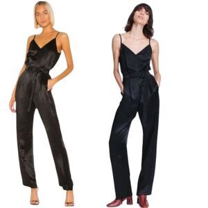 RAG & BONe Nwot Rochelle Satin Jumpsuit Black S